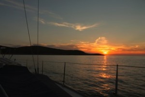 Sunset over the islands, Split sailing, Croatia