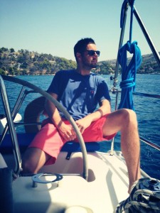 Guest relaxing and enjoying the view, while sailing around Split and isalnds, Croatia