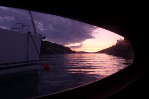 View from cabin, sunset trip, Split, Croatia